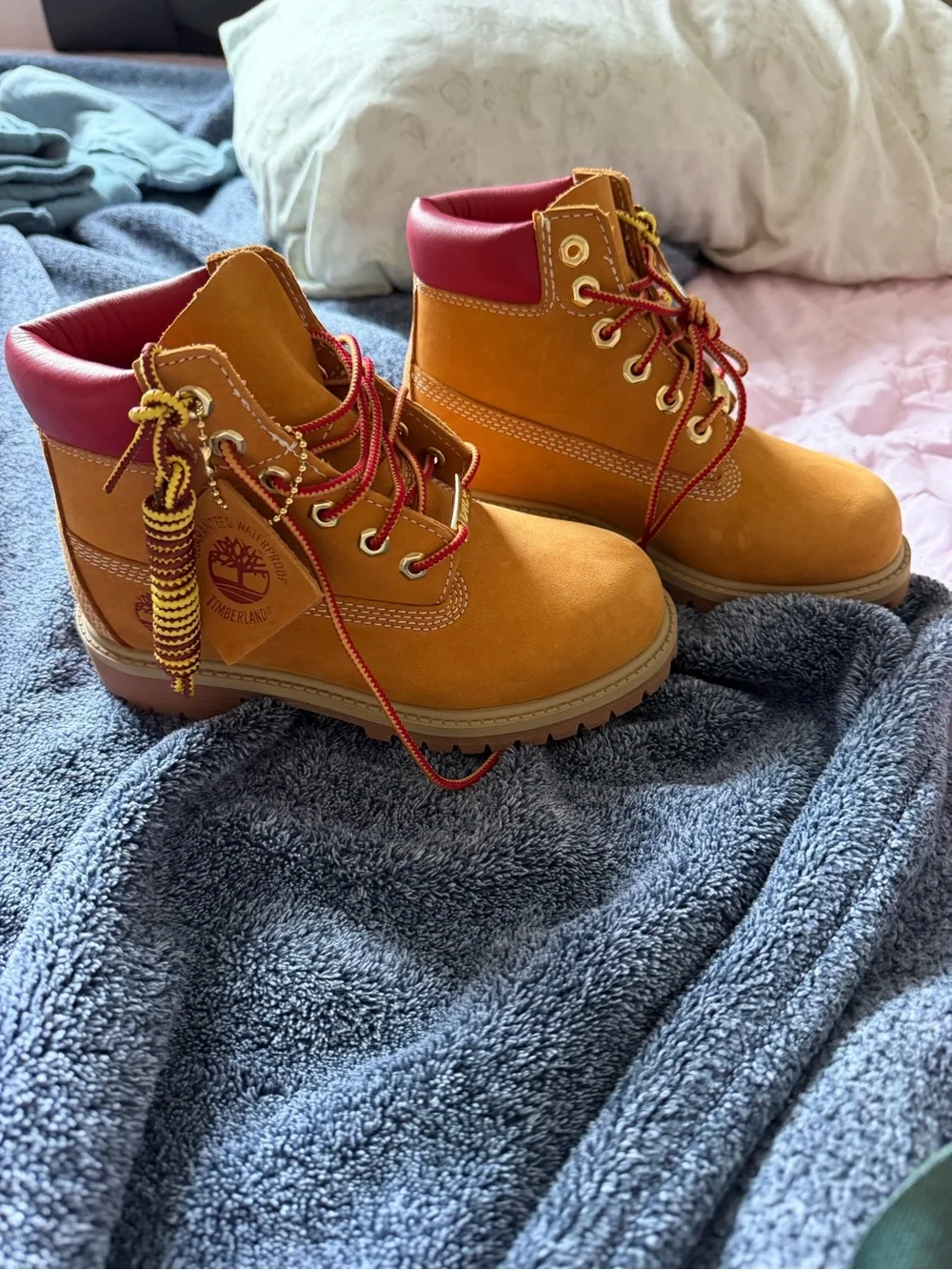 Timberland Kids' Wheat and Red Premium Waterproof Boots